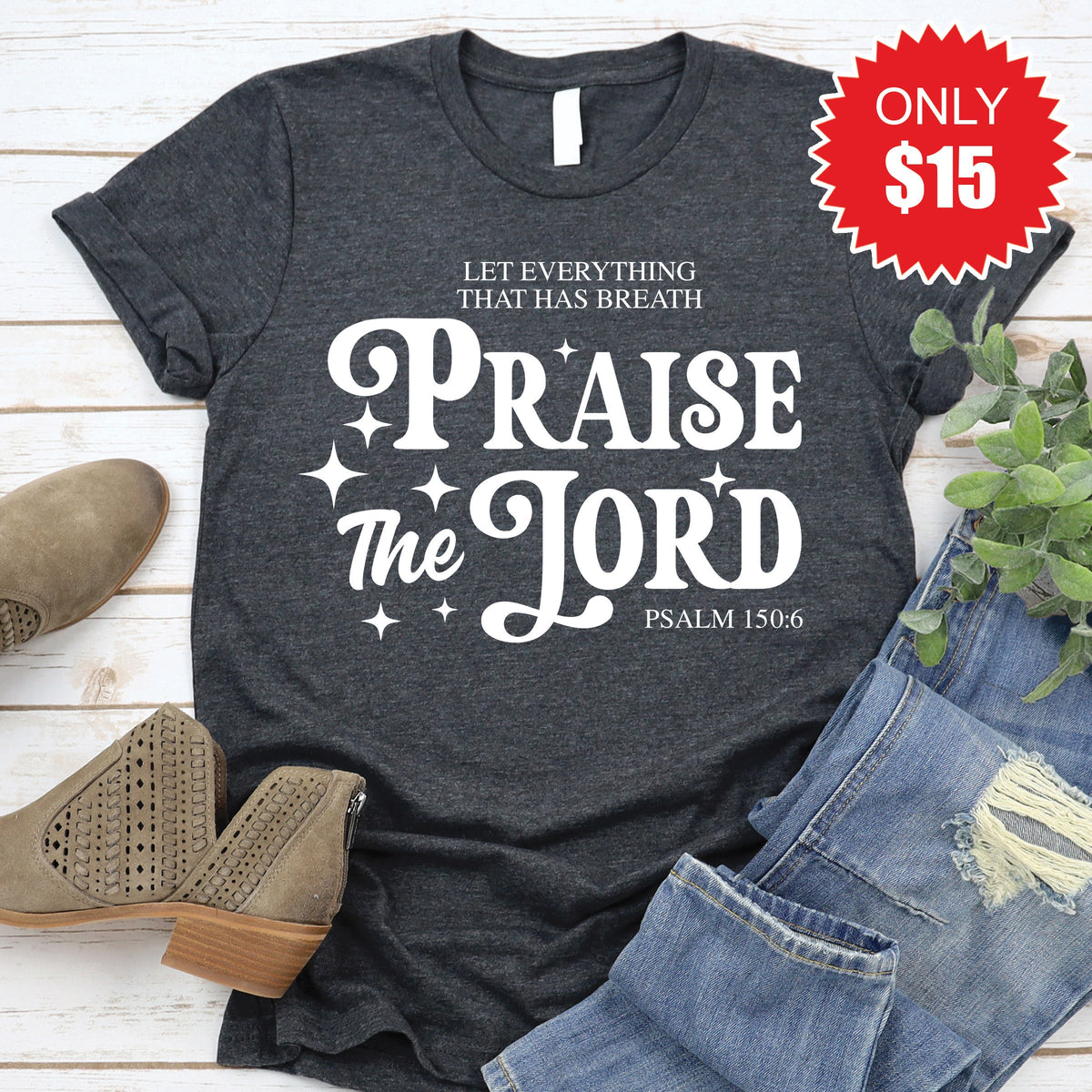 Praise The Lord Tee - Heather Charcoal - 15 product image 1