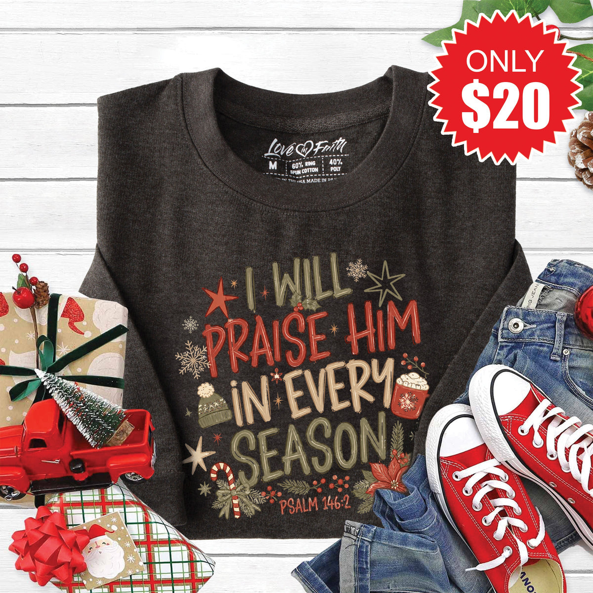 Praise Him Sweatshirt - Heather Charcoal - 20 product image 1
