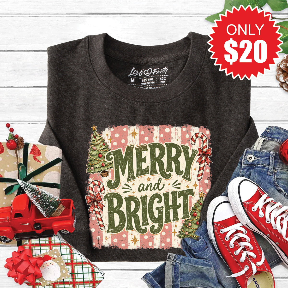 Merry and Bright Sweatshirt - Heather Charcoal - 20 product image 1
