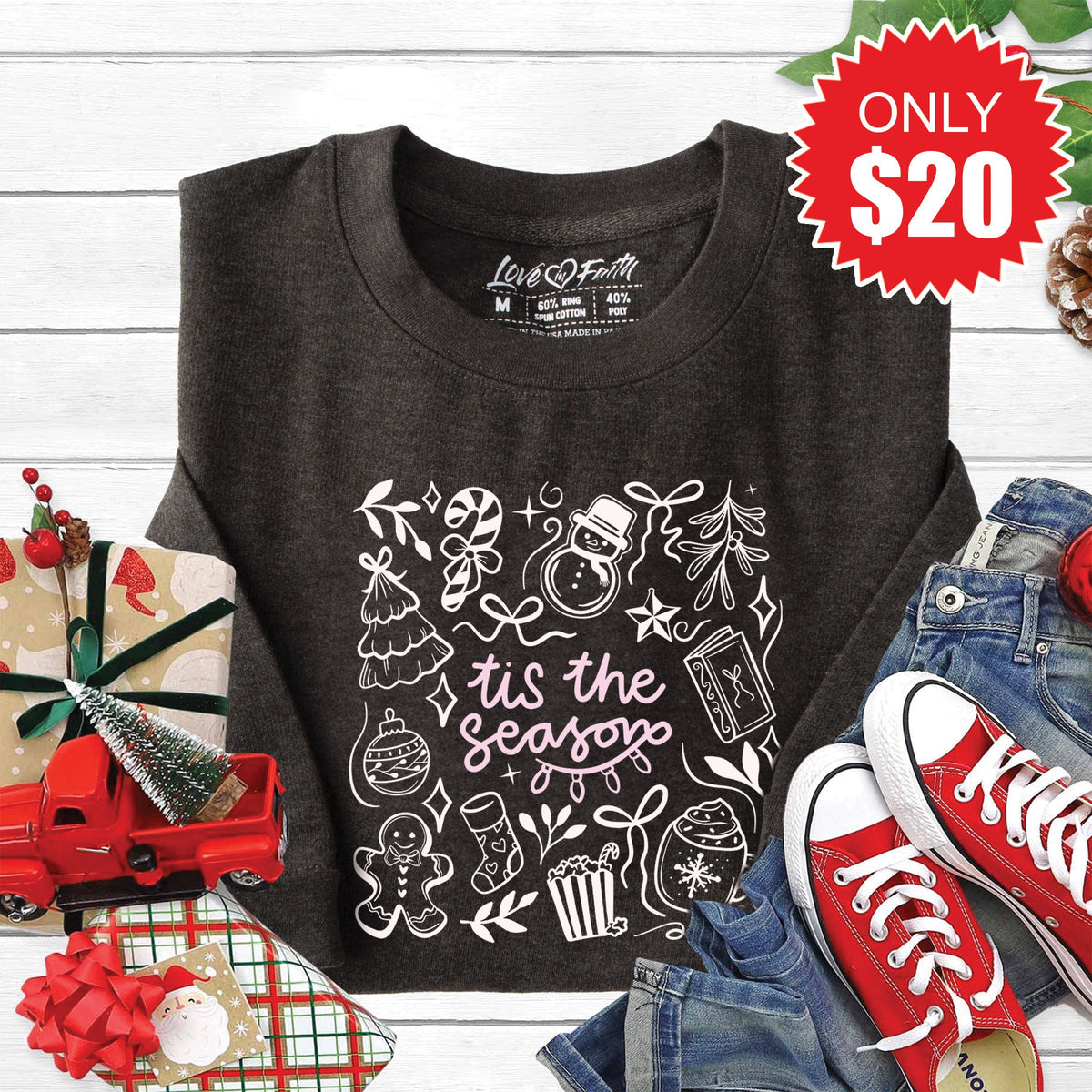 Tis The Season Sweatshirt - Heather Charcoal - 20 product image 1