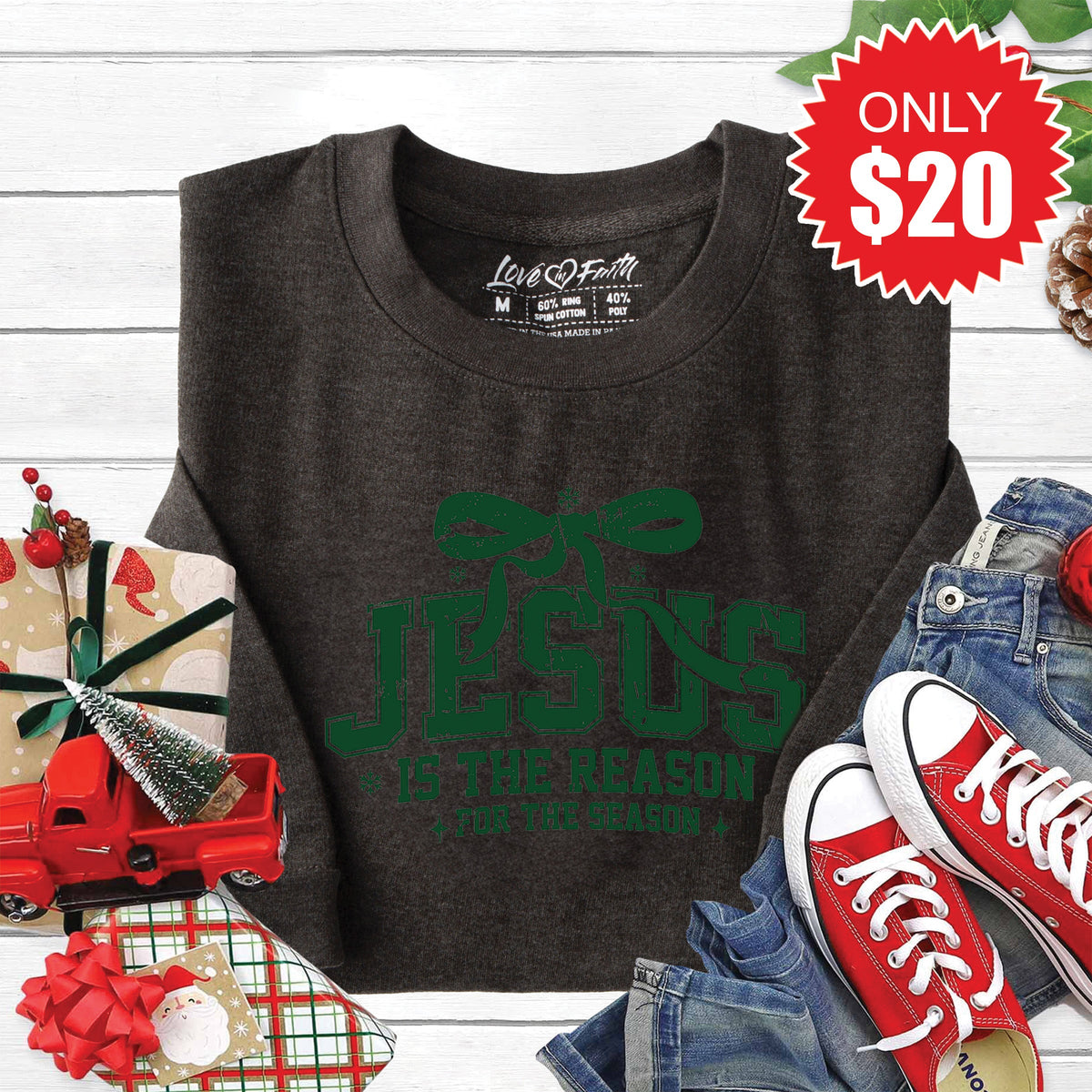 Jesus Is The Reason Sweatshirt - Heather Charcoal - 20 product image 1