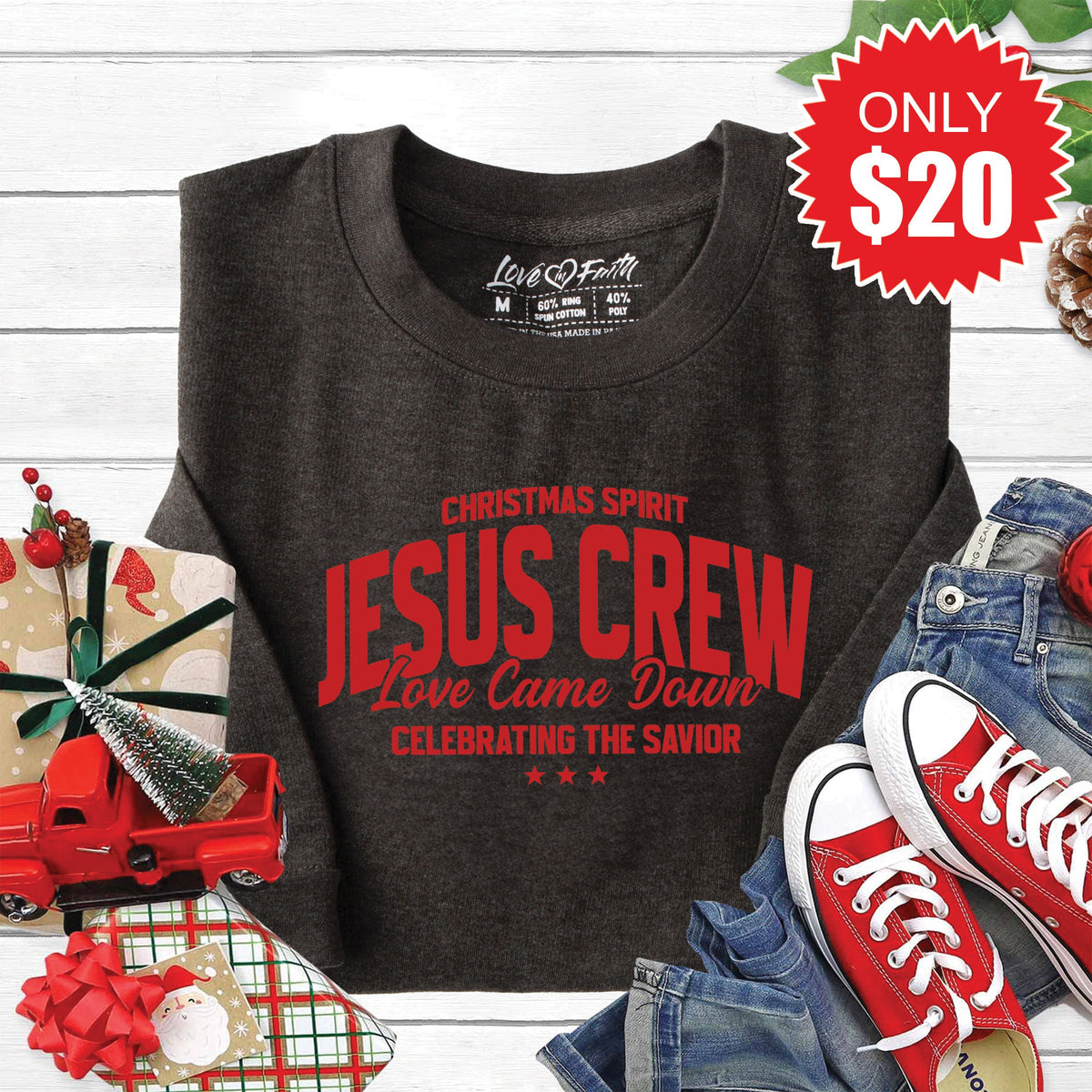 Jesus Crew Sweatshirt - Heather Charcoal - 20 product image 1