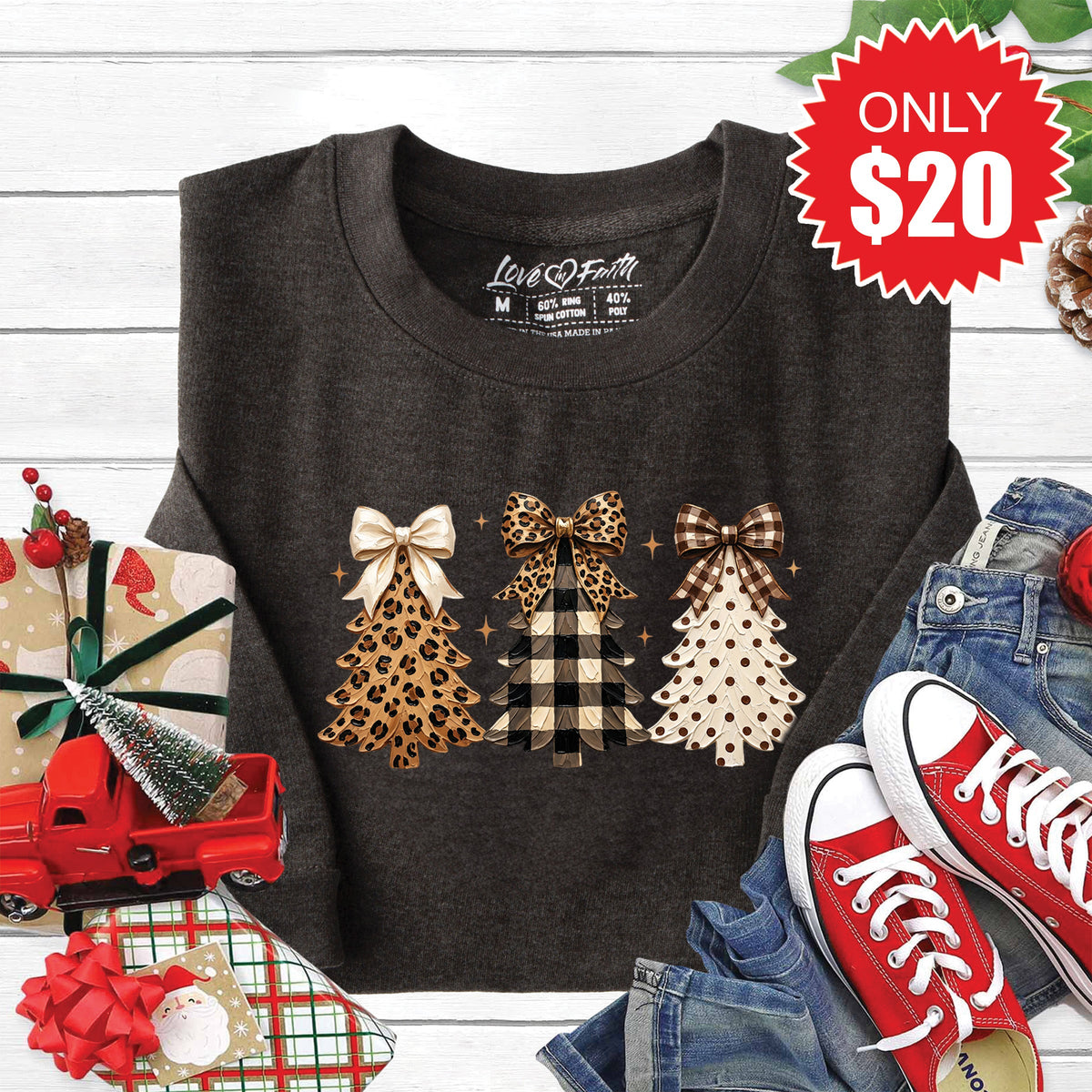 Christmas Leopard Sweatshirt - Heather Charcoal - 20 product image 1