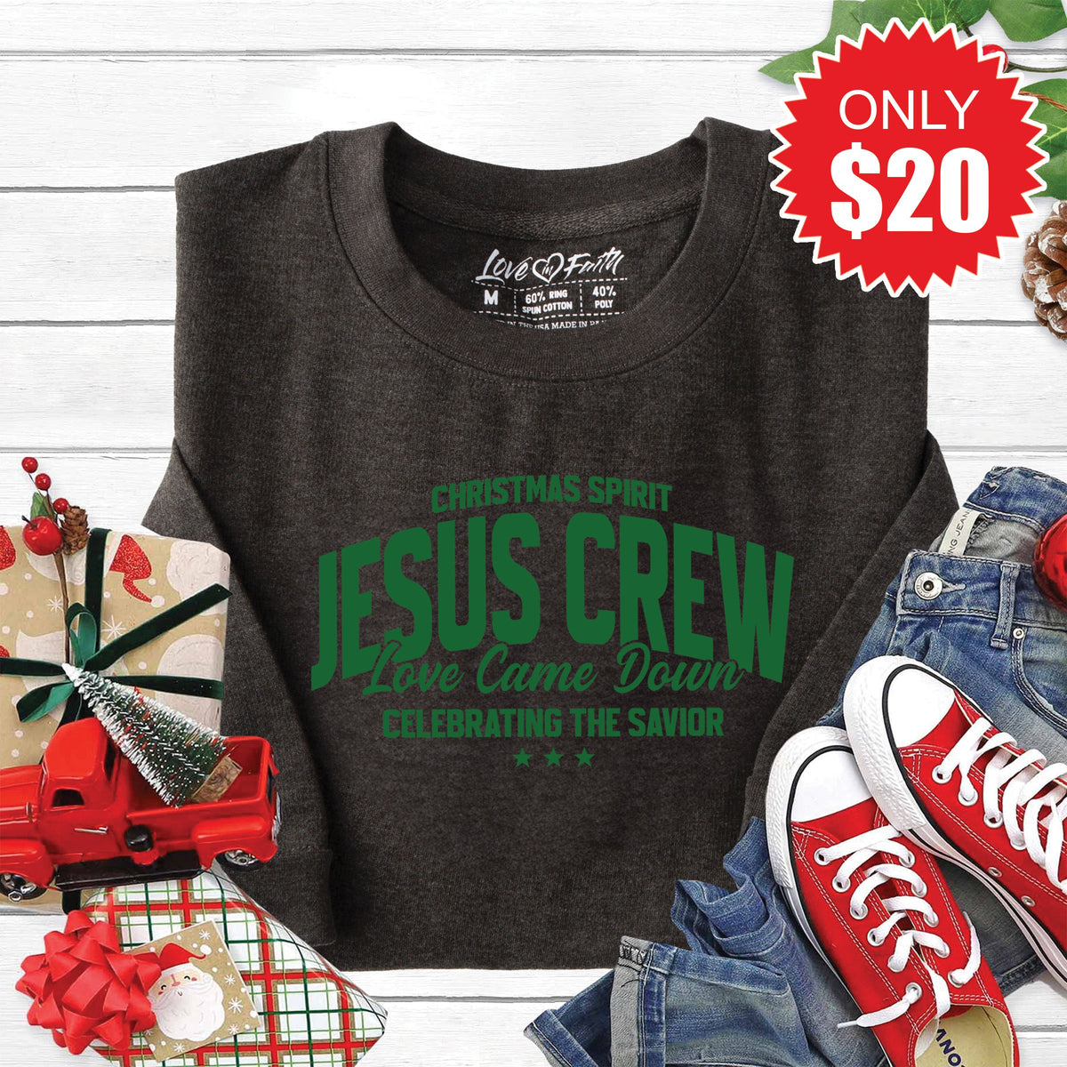 Jesus Crew Sweatshirt - Heather Charcoal - 20 product image 1