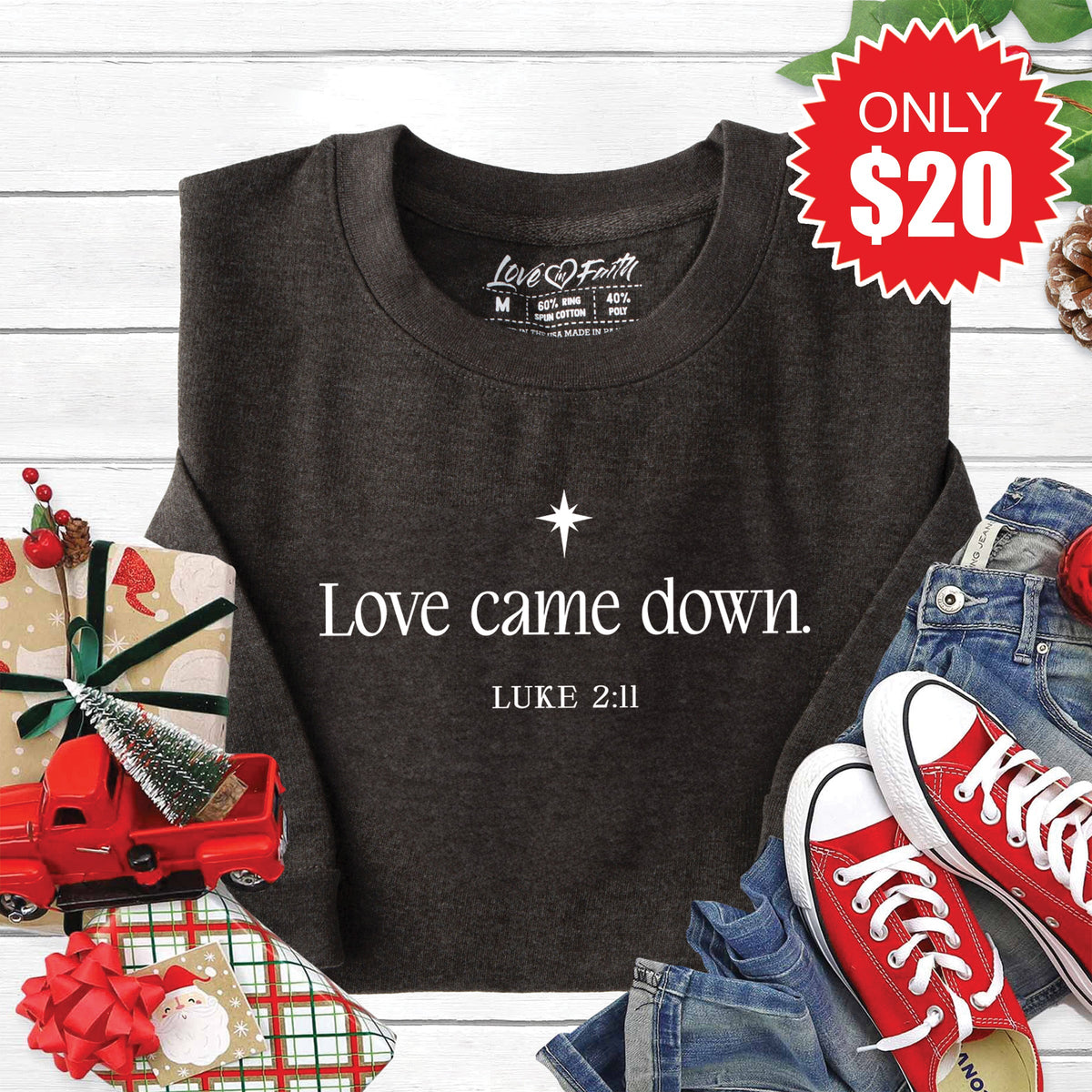 Love Came Down Sweatshirt - Heather Charcoal - 20 product image 1