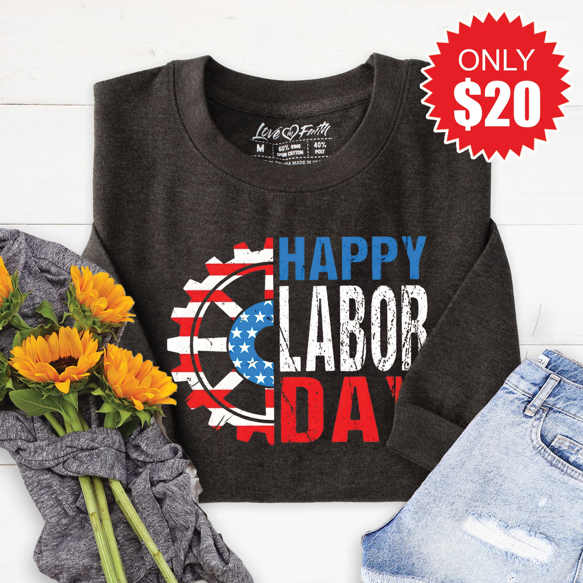 Happy Labor Day Sweatshirt - Heather Charcoal - 20 product image 1