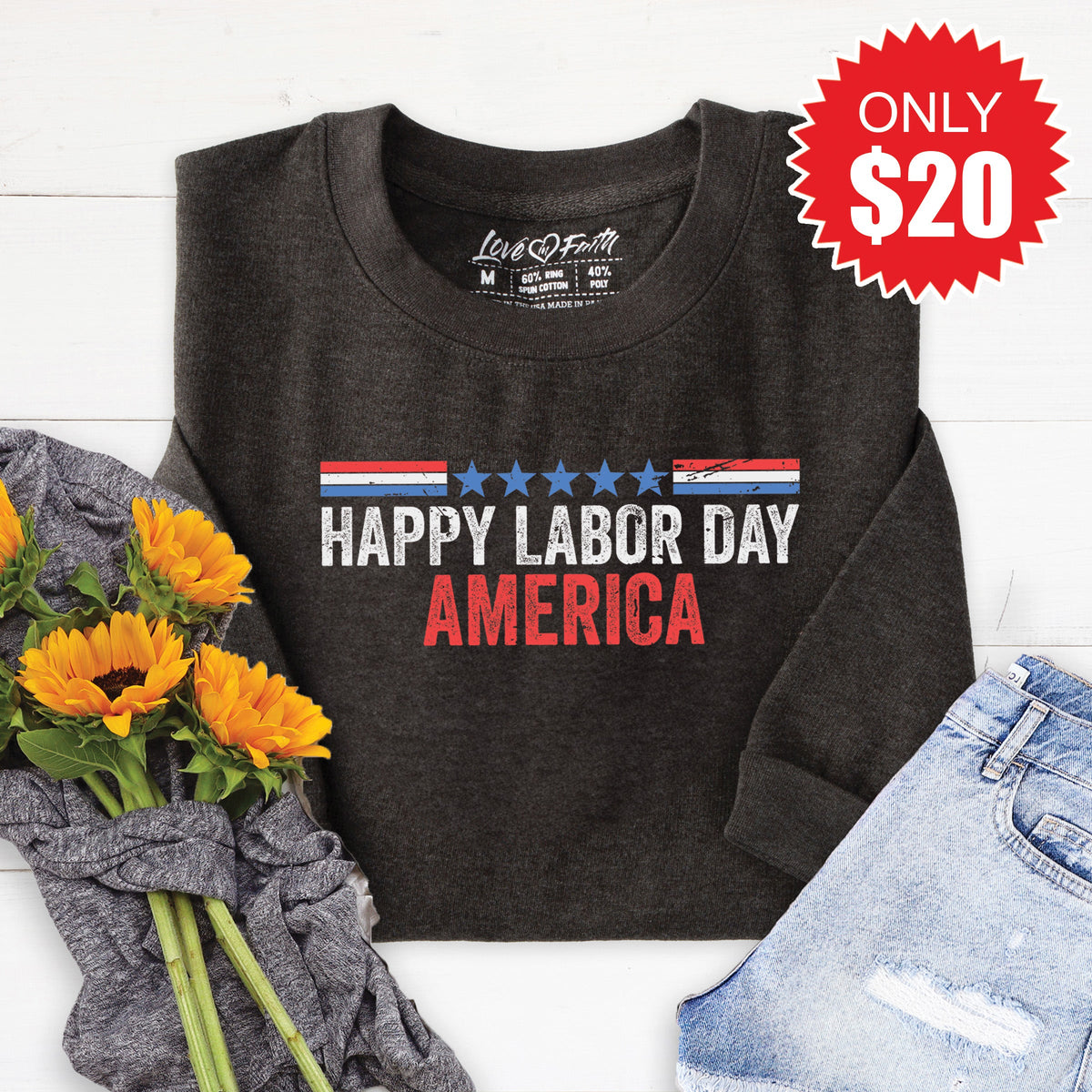 Happy Labor Day Sweatshirt - Heather Charcoal - 20 product image 1