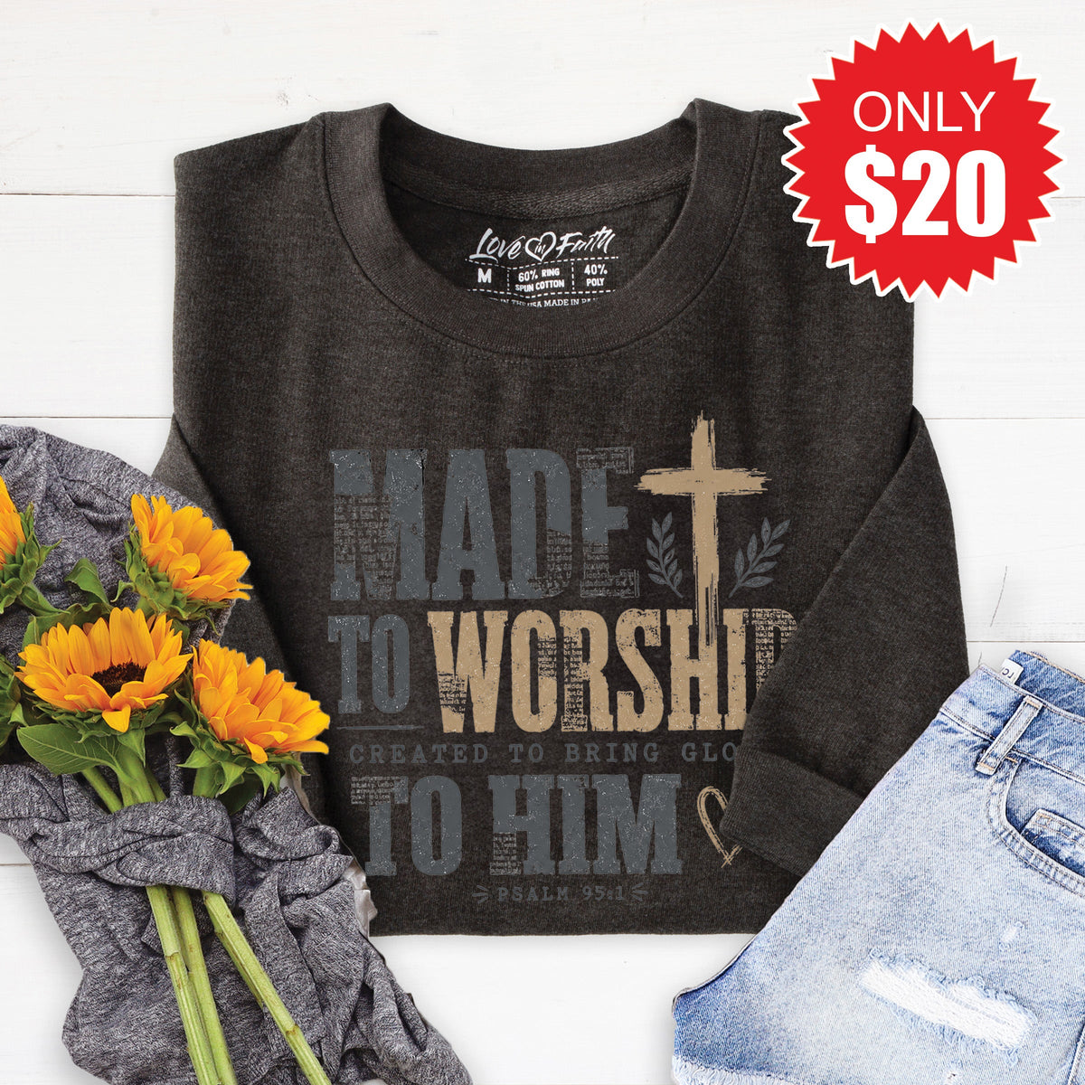 Made To Worship Sweatshirt - Heather Charcoal - 20 product image 1