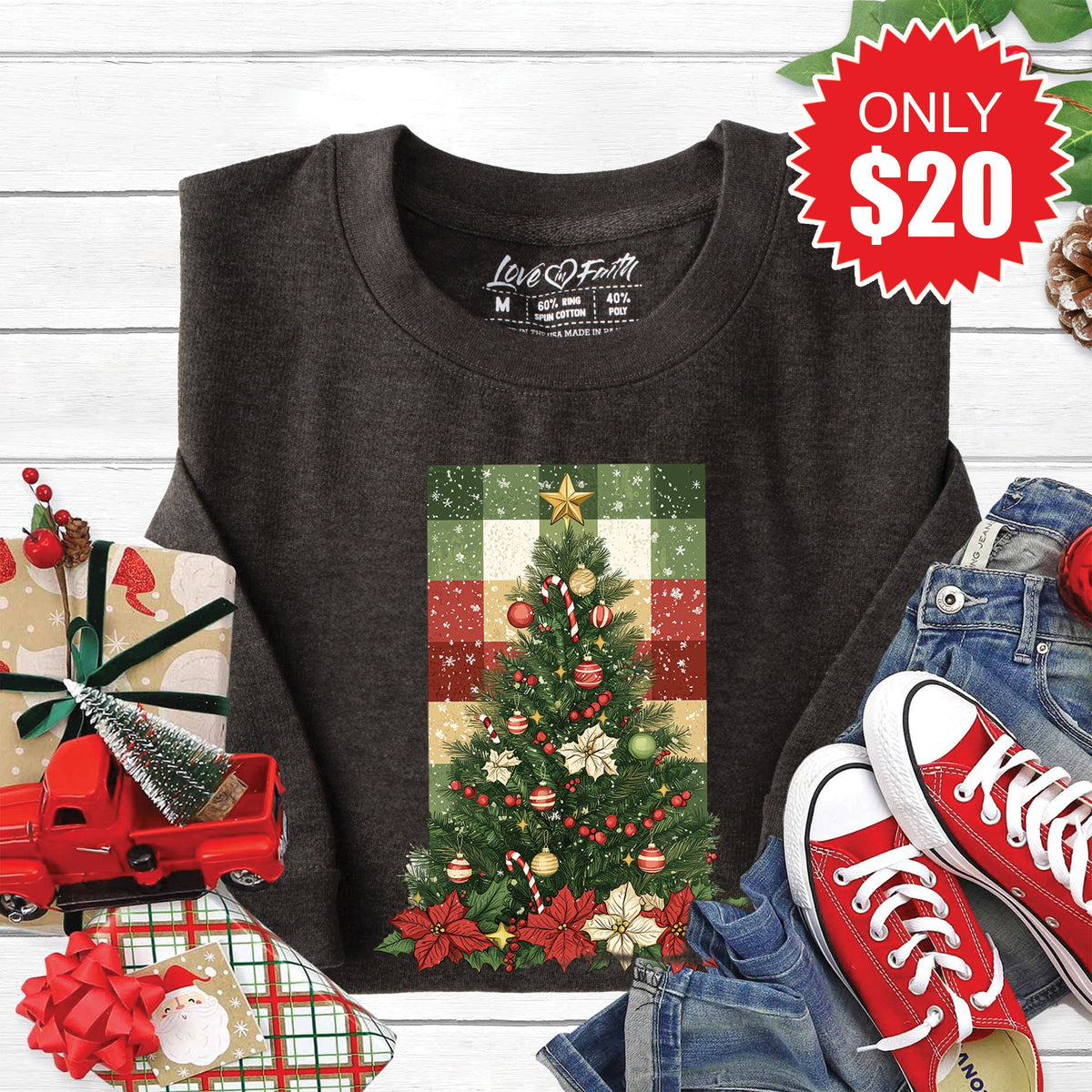 Christmas Tree Sweatshirt - Heather Charcoal - 20 product image 1