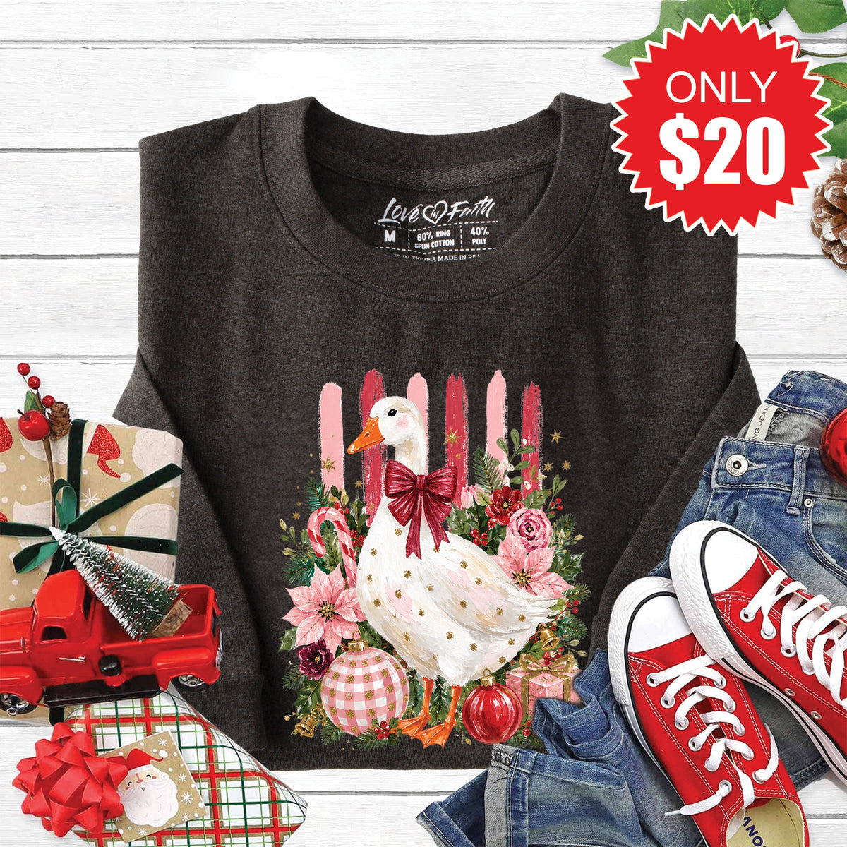 Christmas Goose Sweatshirt - Heather Charcoal - 20 product image 1