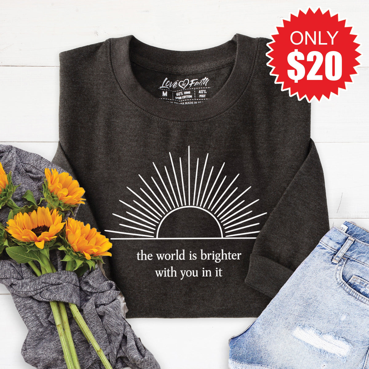 The World Is Brighter Sweatshirt - Heather Charcoal - 20 product image 1