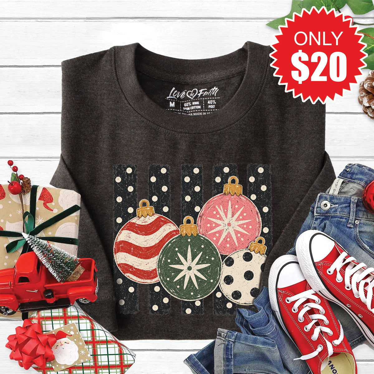 Christmas Ornaments Sweatshirt - Heather Charcoal - 20 product image 1