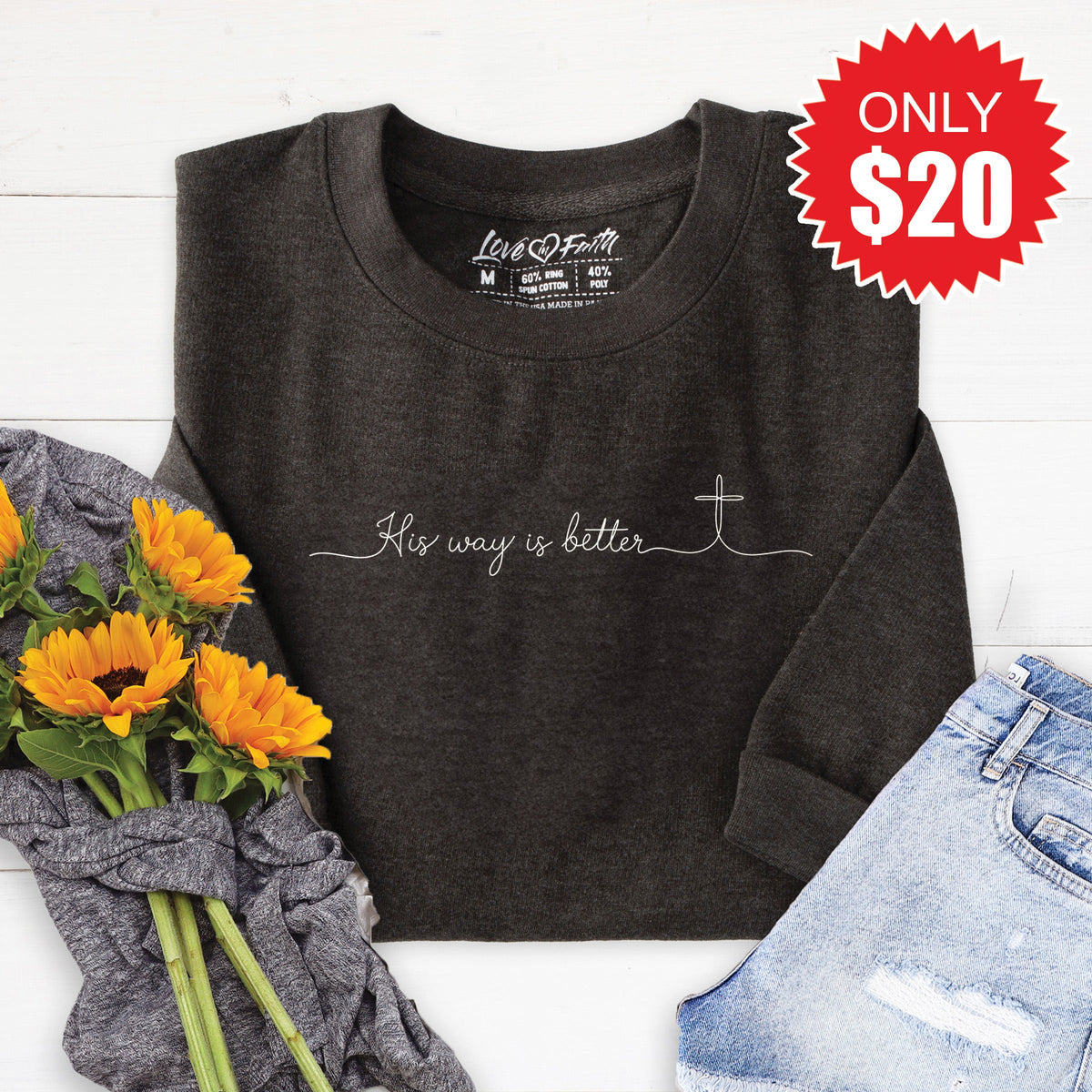 His Way Is Better Sweatshirt - Heather Charcoal - 20 product image 1