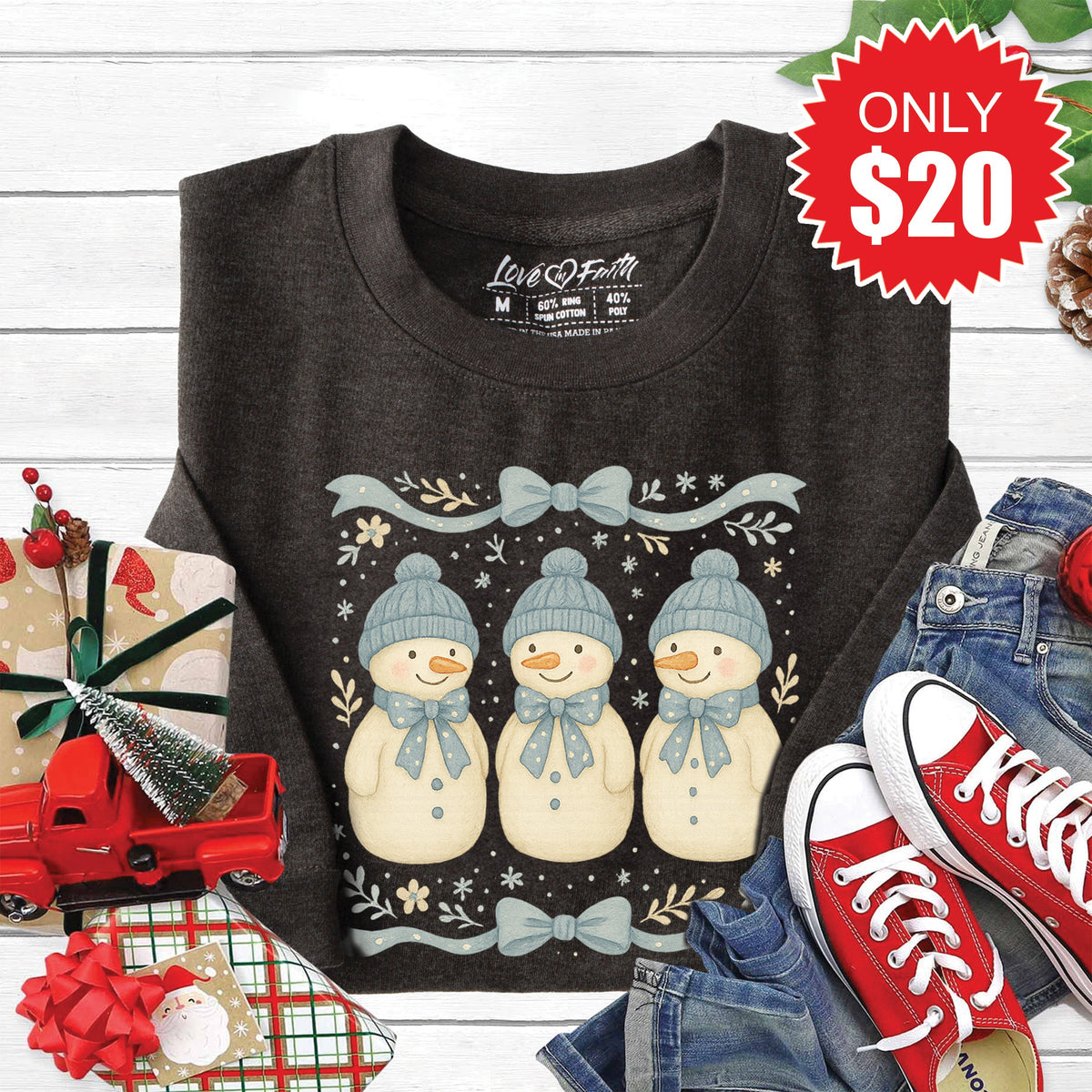 Snowmen Sweatshirt - Heather Charcoal - 20 product image 1