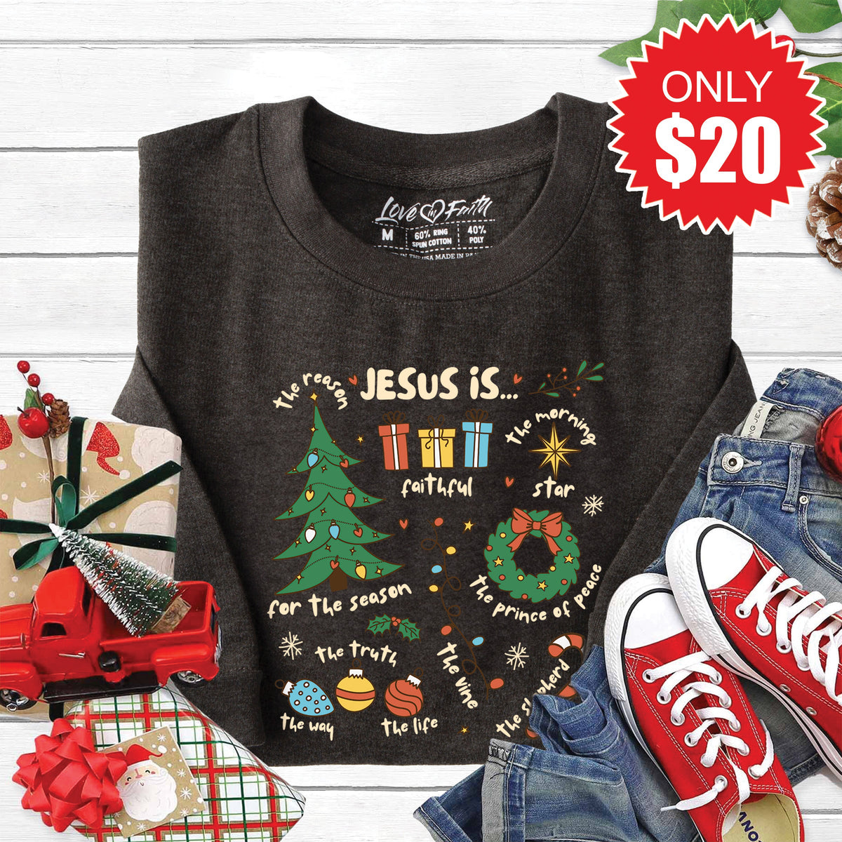 Jesus Is Christmas Sweatshirt - Heather Charcoal - 20 product image 1