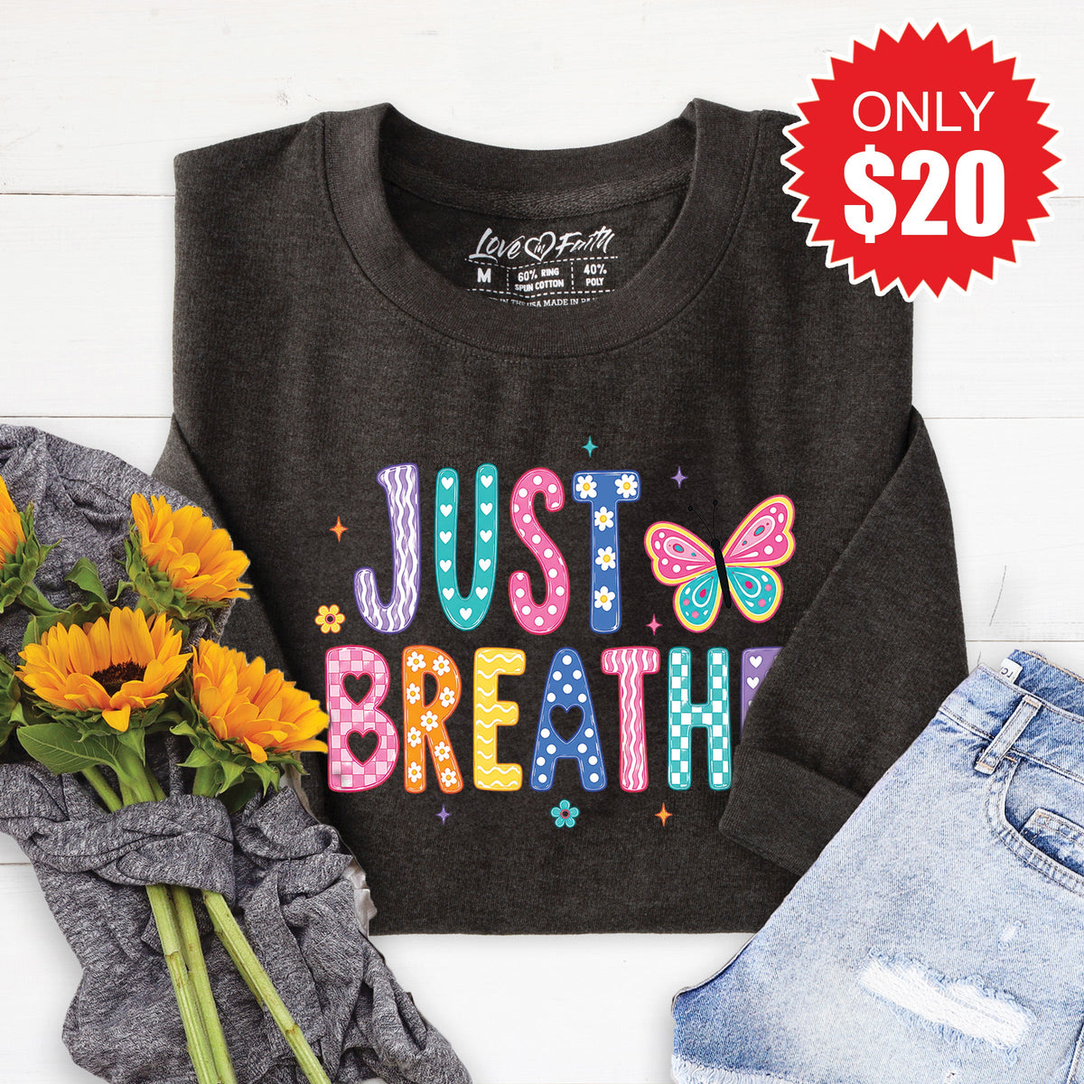 Just Breathe Sweatshirt - Heather Charcoal - 20 product image 1