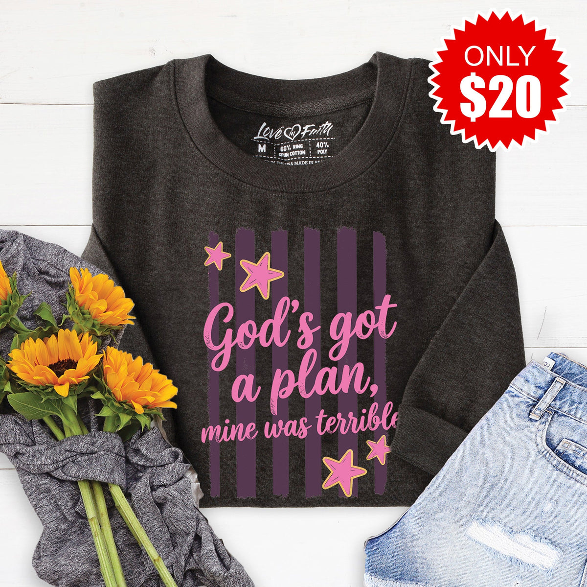 God's Got A Plan Sweatshirt - Heather Charcoal - 20 product image 1