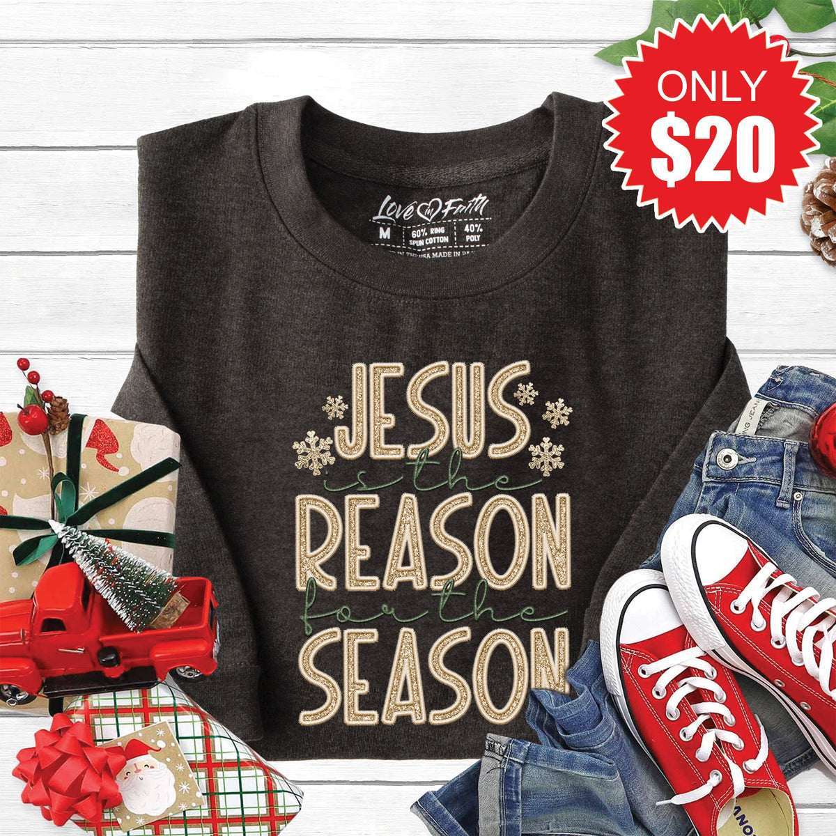 Jesus Is The Reason Sweatshirt - Heather Charcoal - 20 product image 1