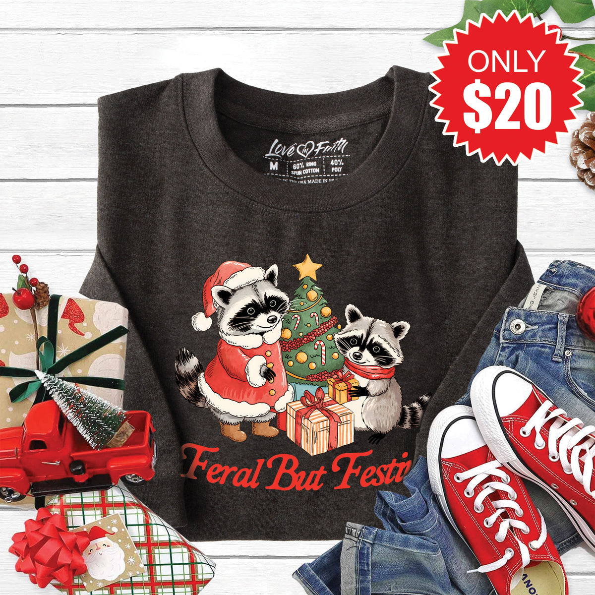 Feral But Festive Sweatshirt - Heather Charcoal - 20 product image 1