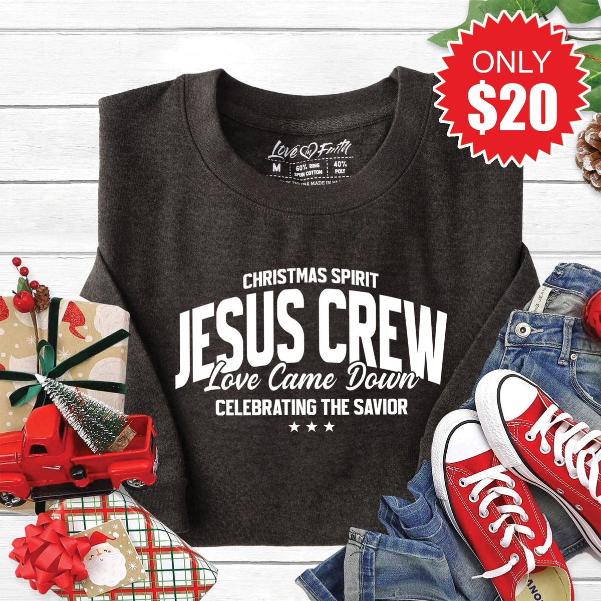 Jesus Crew Sweatshirt - Heather Charcoal - 20 product image 1