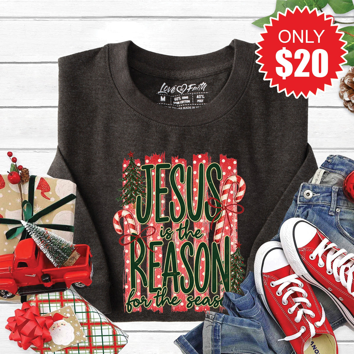 Jesus Is The Reason Sweatshirt - Heather Charcoal - 20 product image 1