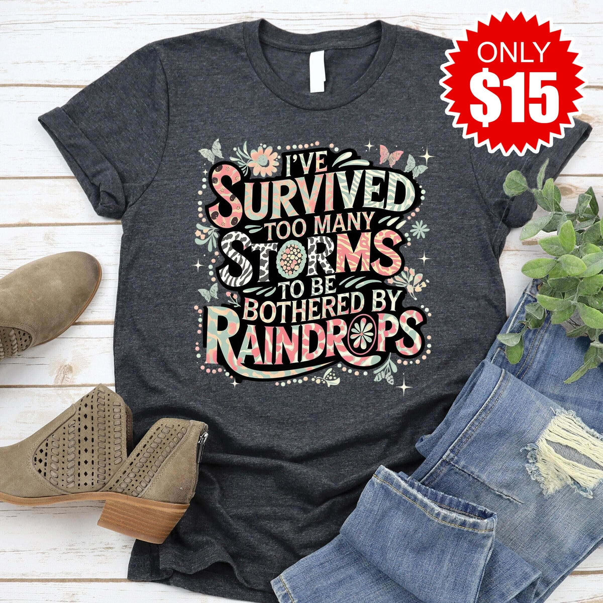 Too Many Storms Tee - Heather Charcoal - 15 product image 1