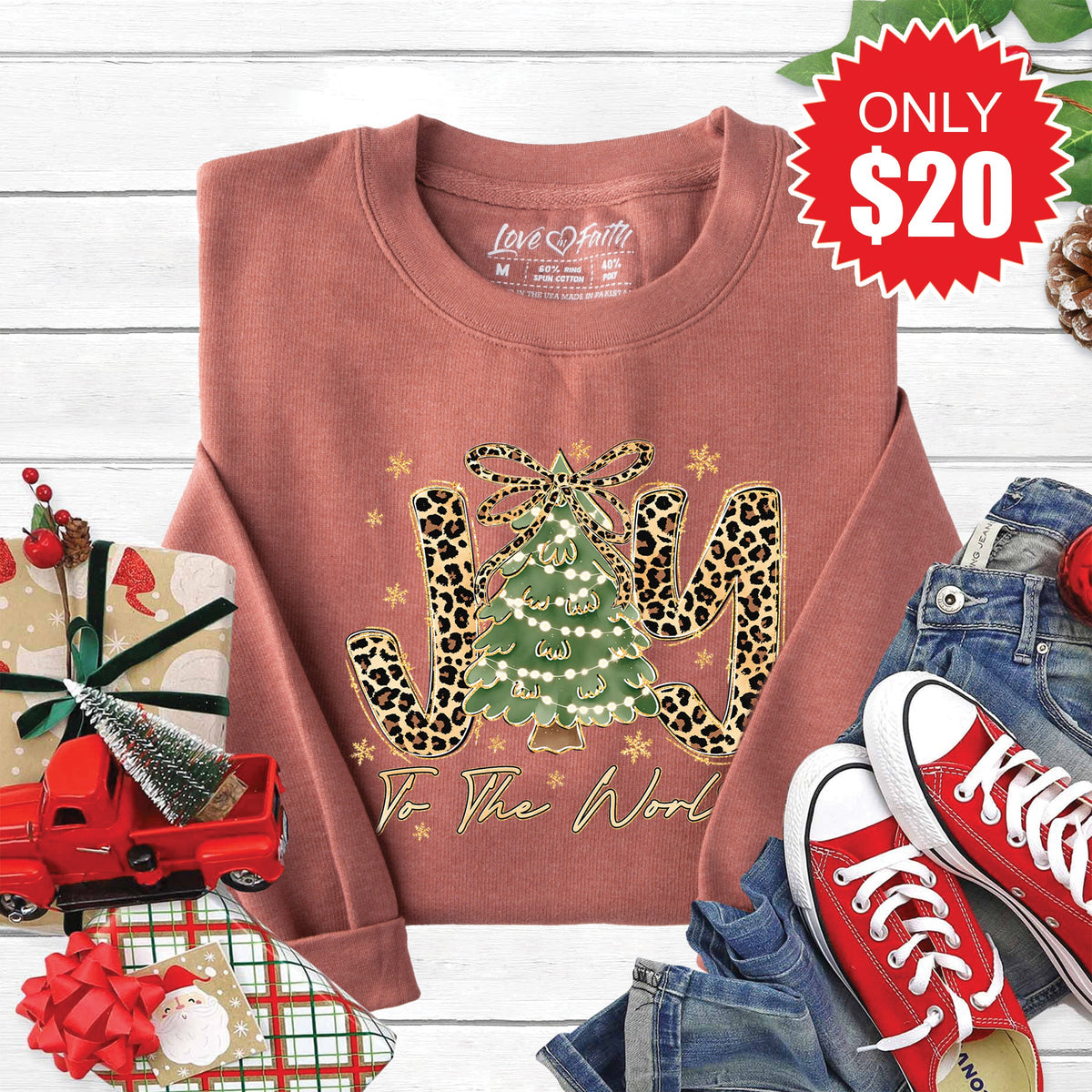 Joy To The World Sweatshirt - Heather Chestnut - 20 product image 1