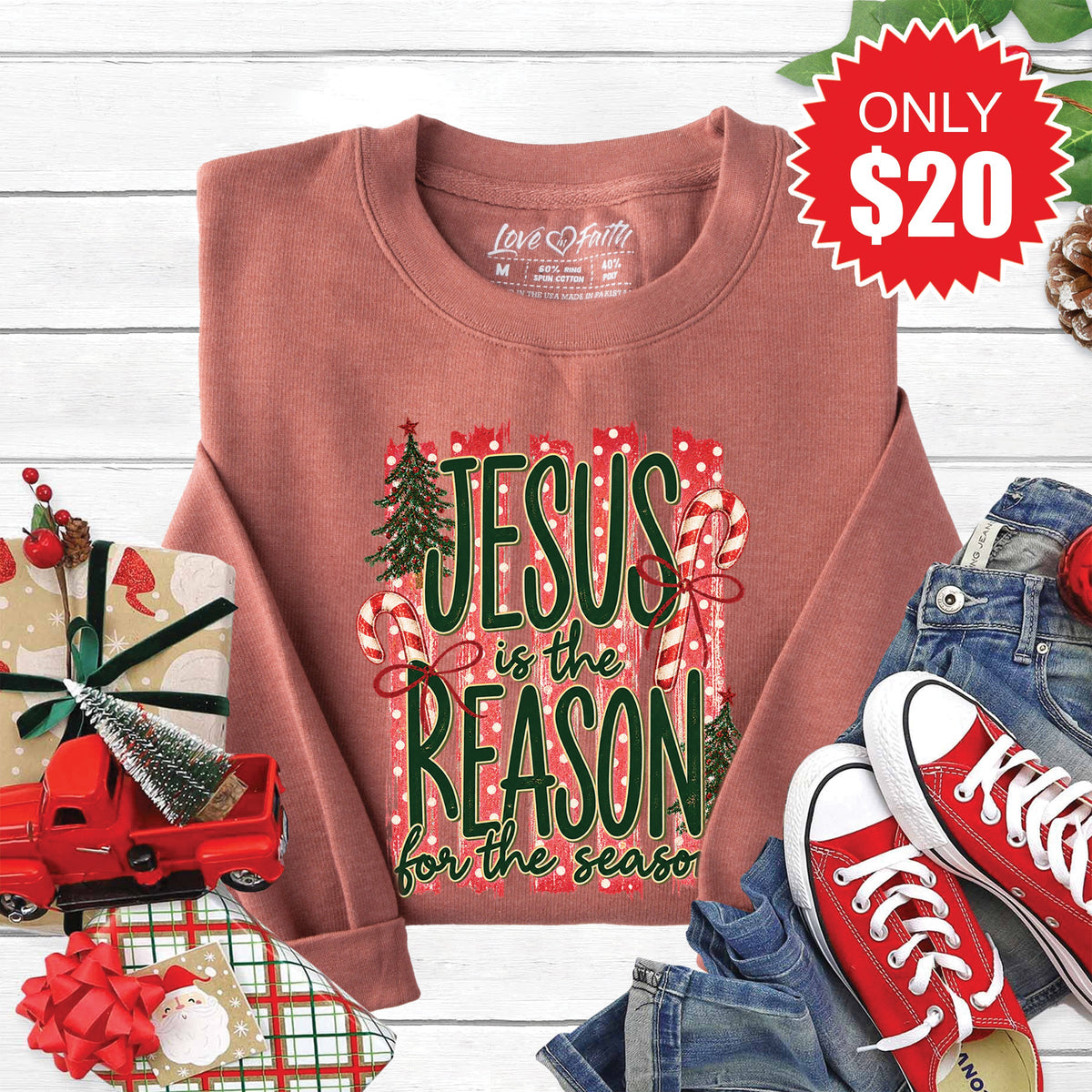 Jesus Is The Reason Sweatshirt - Heather Chestnut - 20 product image 1