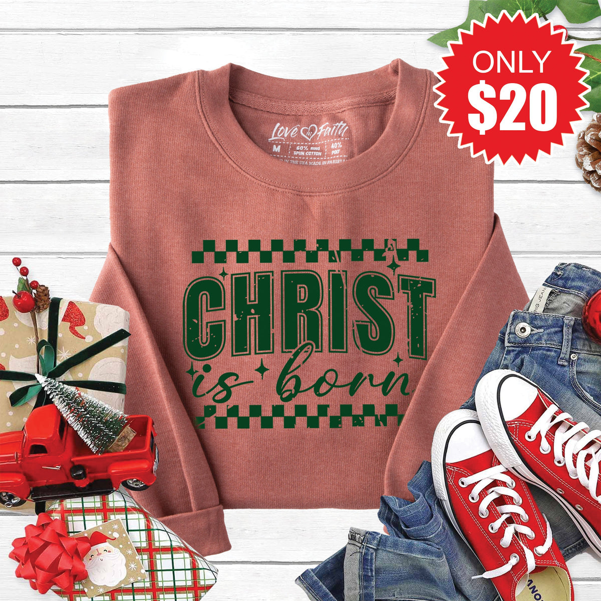 Christ Is Born Sweatshirt - Heather Chestnut - 20 product image 1