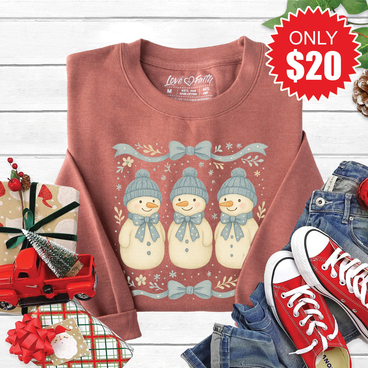 Snowmen Sweatshirt - Heather Chestnut - 20 product image 1