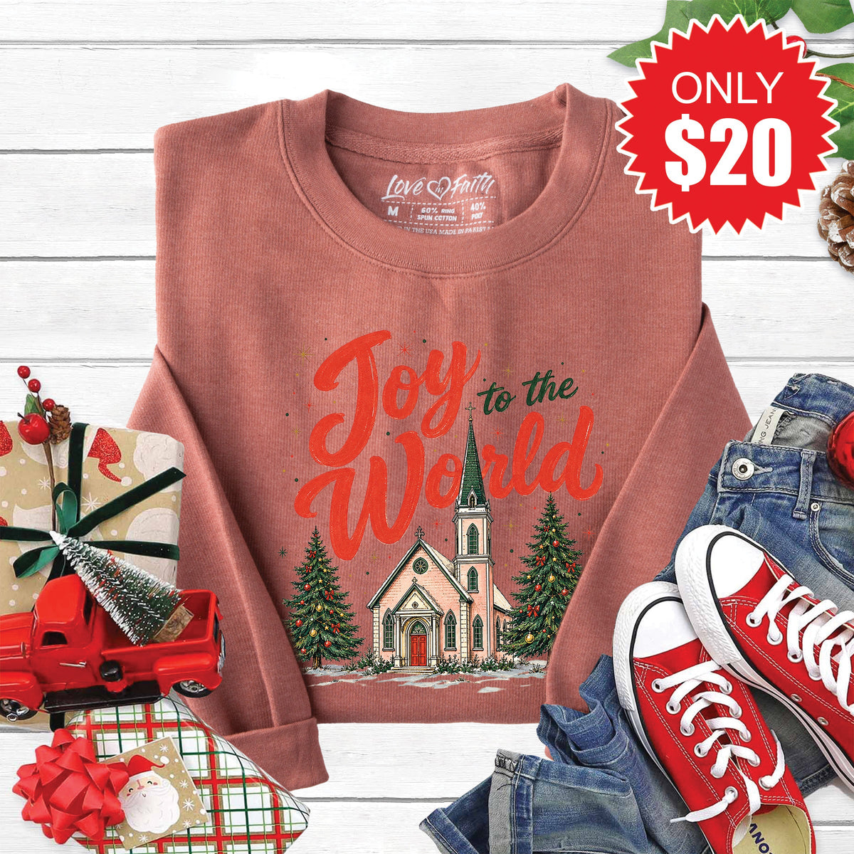 Joy To The World Sweatshirt - Heather Chestnut - 20 product image 1