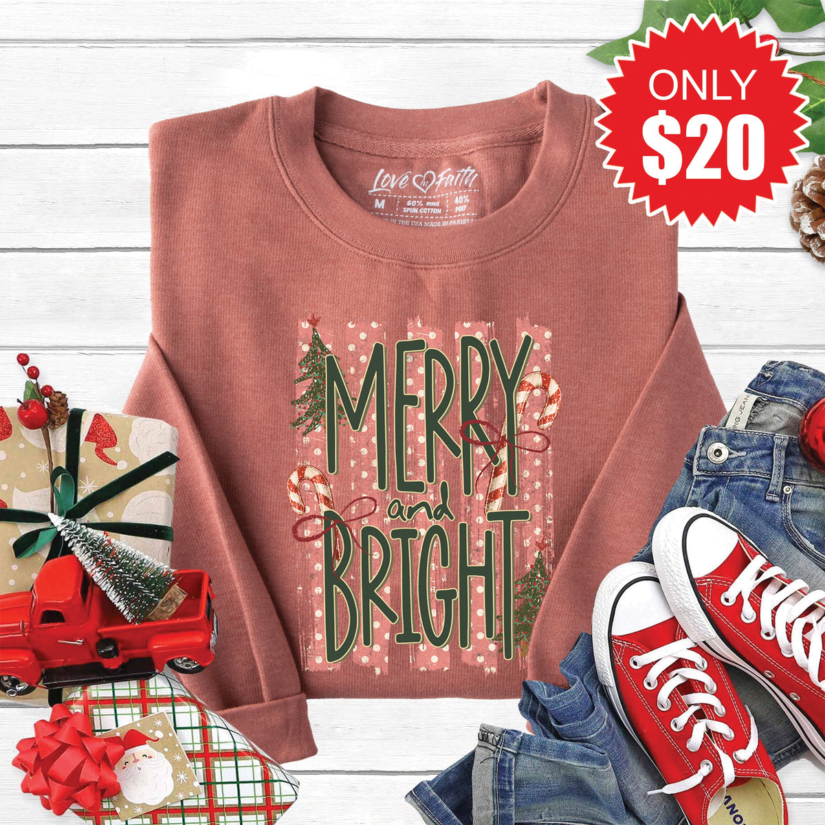 Merry and Bright Sweatshirt - Heather Chestnut - 20 product image 1
