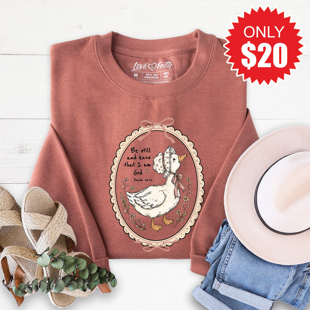 Be Still Goose Sweatshirt - Heather Chestnut - 20 product image 1