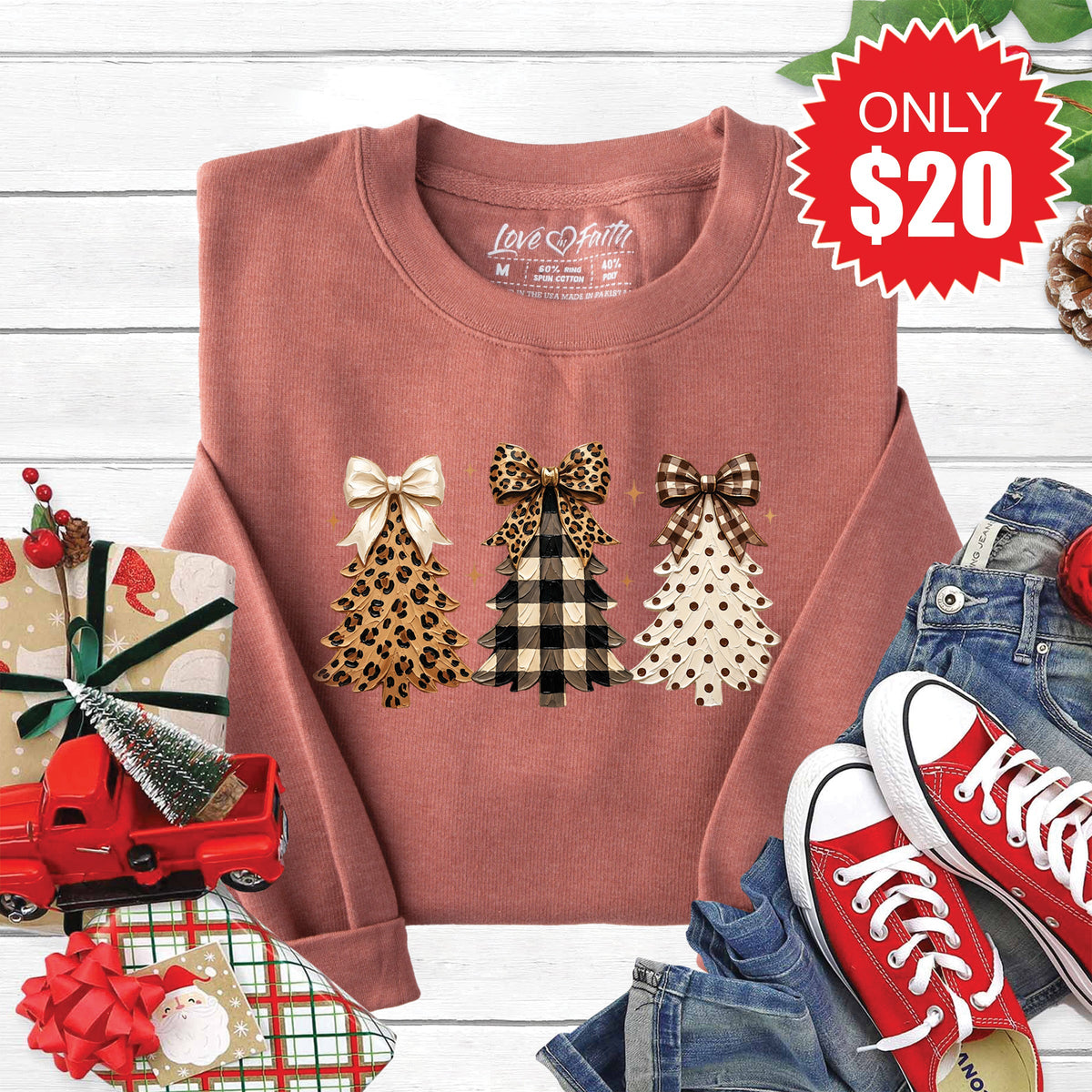 Christmas Leopard Sweatshirt - Heather Chestnut - 20 product image 1