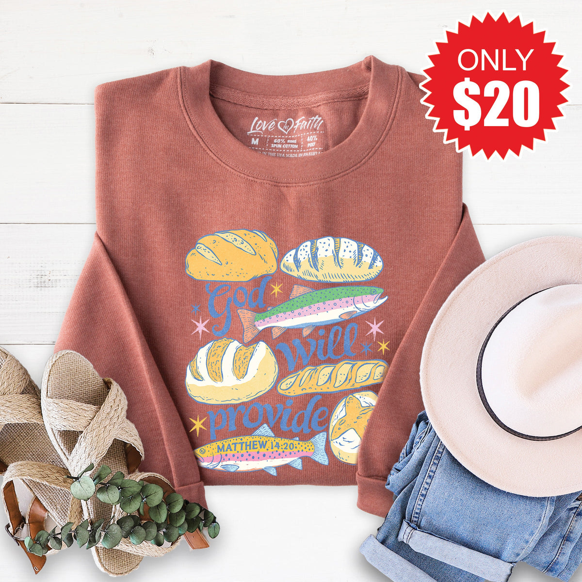 God Will Provide Sweatshirt - Heather Chestnut - 20 product image 1