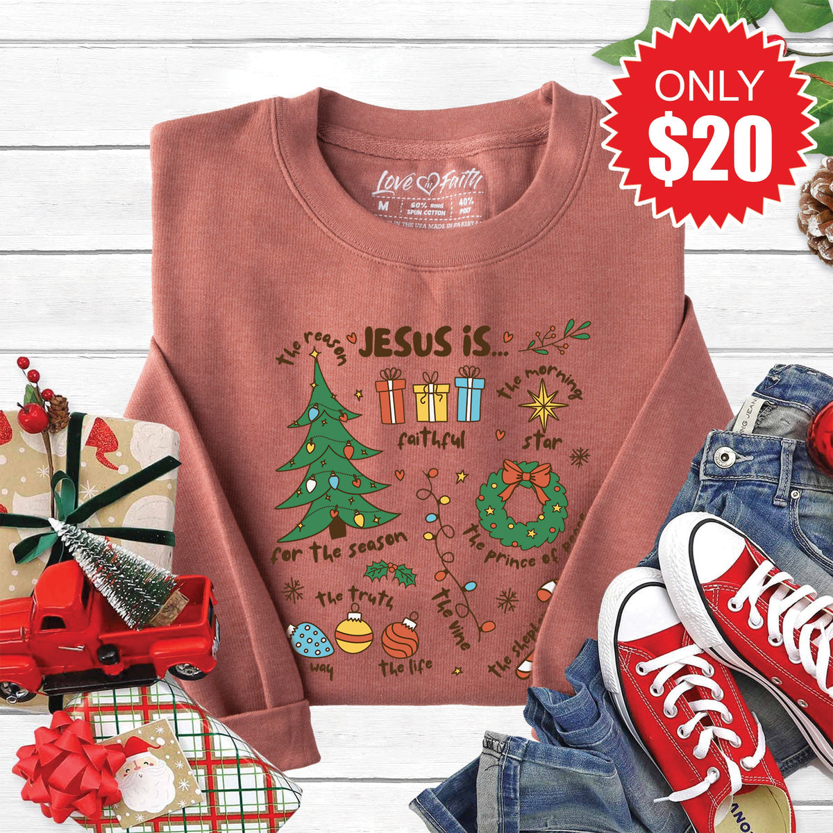 Jesus Is Christmas Sweatshirt - Heather Chestnut - 20 product image 1