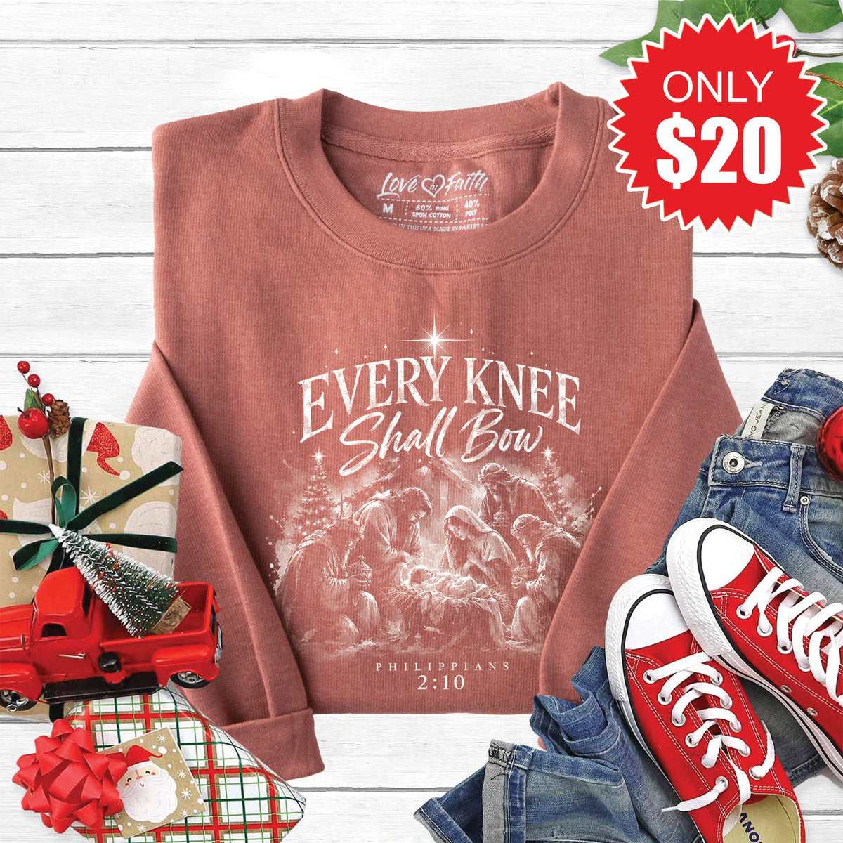Every Knee Shall Bow Sweatshirt - Heather Chestnut - 20 product image 1