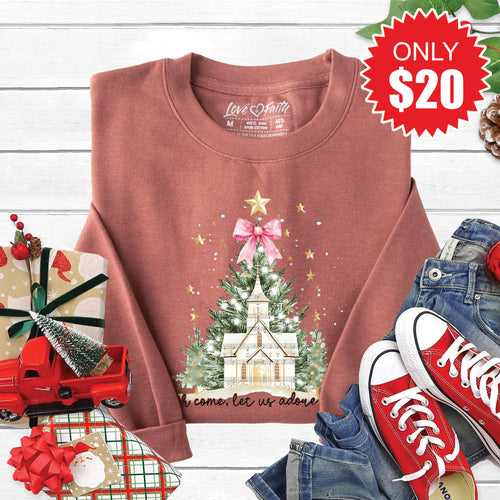 Adore Him Christmas Tree Sweatshirt - Heather Chestnut - 20 product image 1