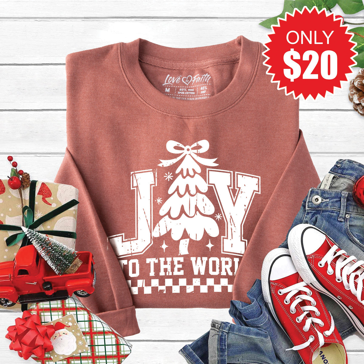Joy To The World Sweatshirt - Heather Chestnut - 20 product image 1