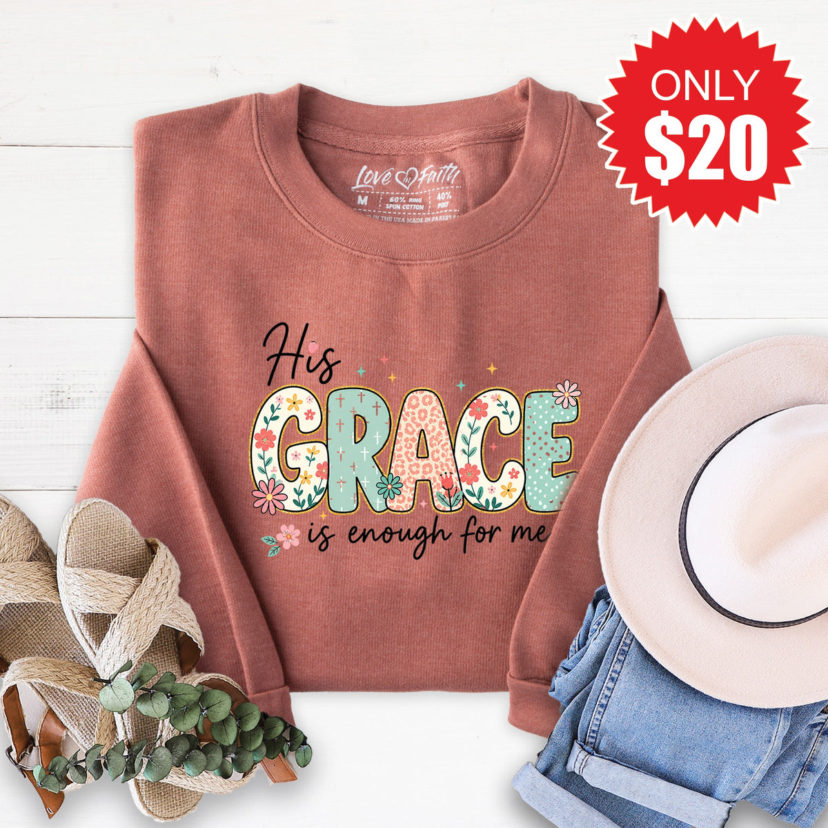 His Grace Is Enough Sweatshirt - Heather Chestnut - 20 product image 1