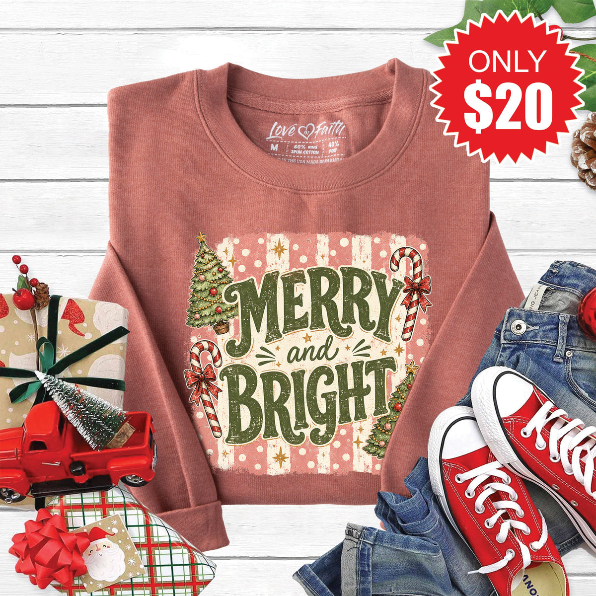 Merry and Bright Sweatshirt - Heather Chestnut - 20 product image 1