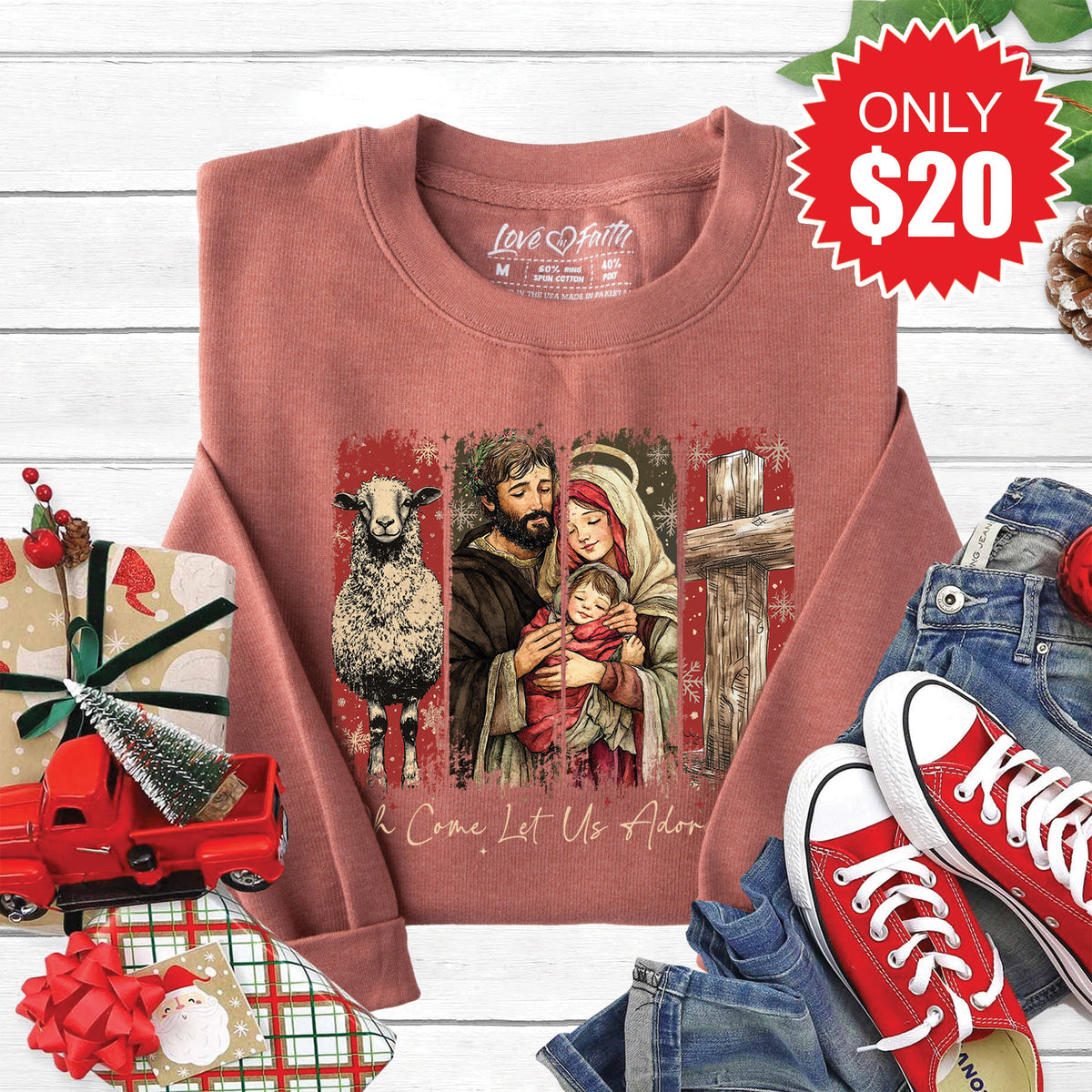 Let Us Adore Him Sweatshirt - Heather Chestnut - 20 product image 1