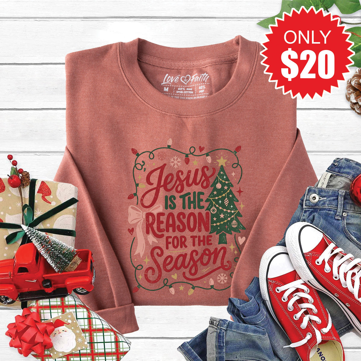 Jesus Is The Reason Sweatshirt - Heather Chestnut - 20 product image 1