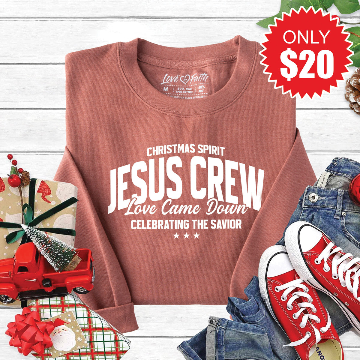 Jesus Crew Sweatshirt - Heather Chestnut - 20 product image 1