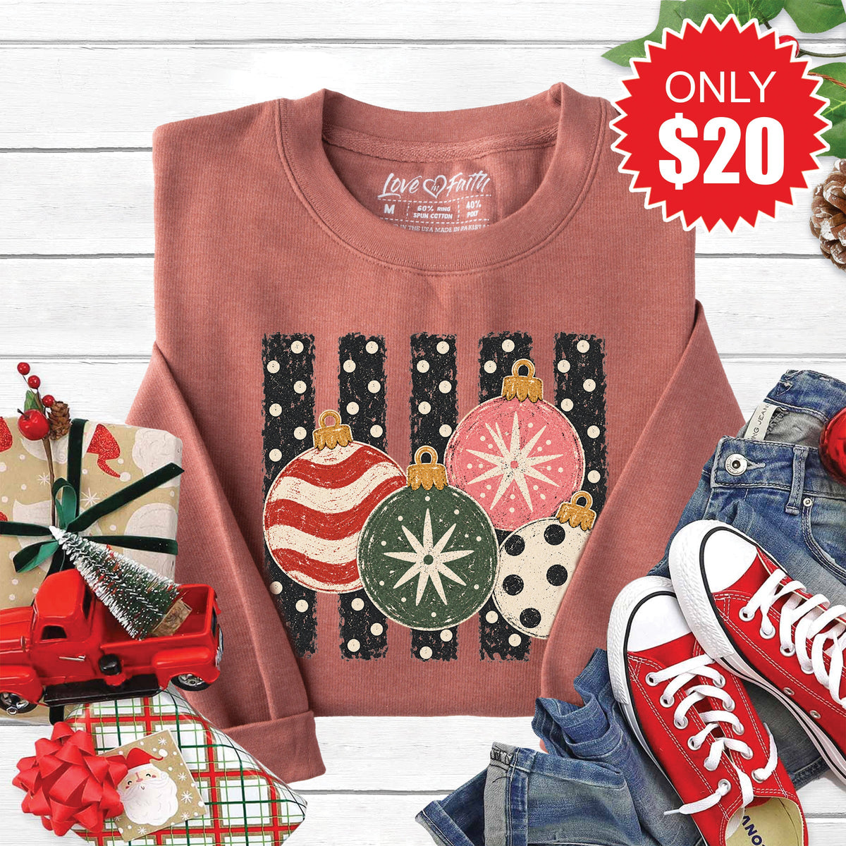 Christmas Ornaments Sweatshirt - Heather Chestnut - 20 product image 1