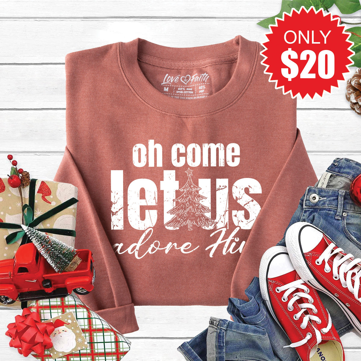 Let Us Adore Him Sweatshirt - Heather Chestnut - 20 product image 1