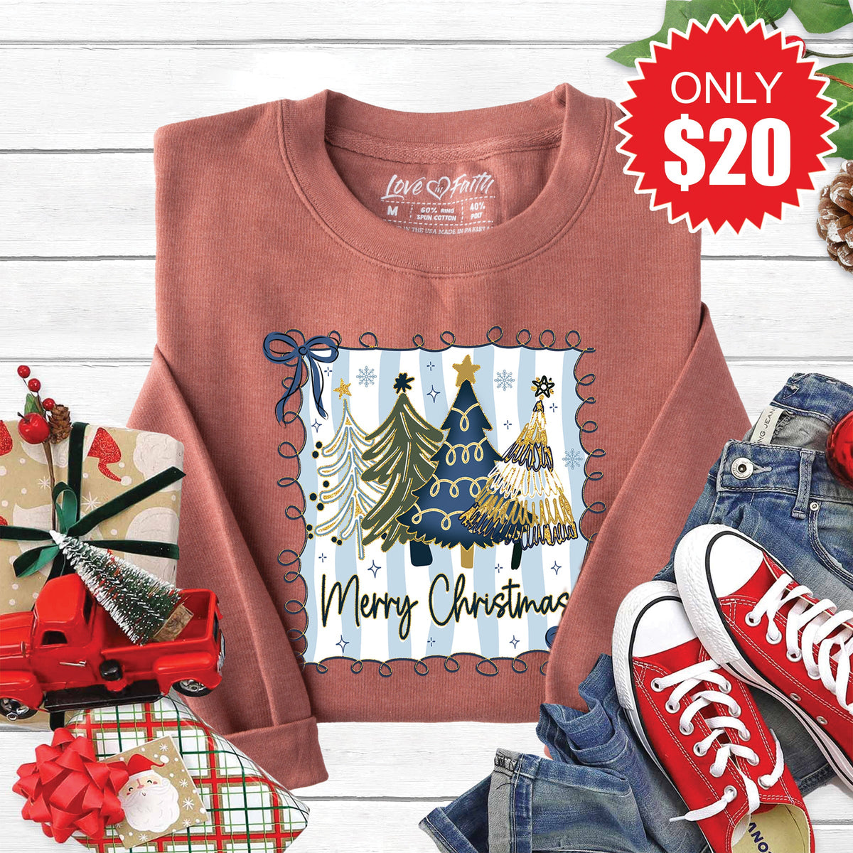 Merry Christmas Sweatshirt - Heather Chestnut - 20 product image 1