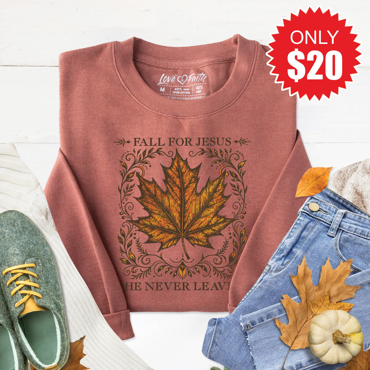 Fall for Jesus Sweatshirt - Heather Chestnut - 20 product image 1