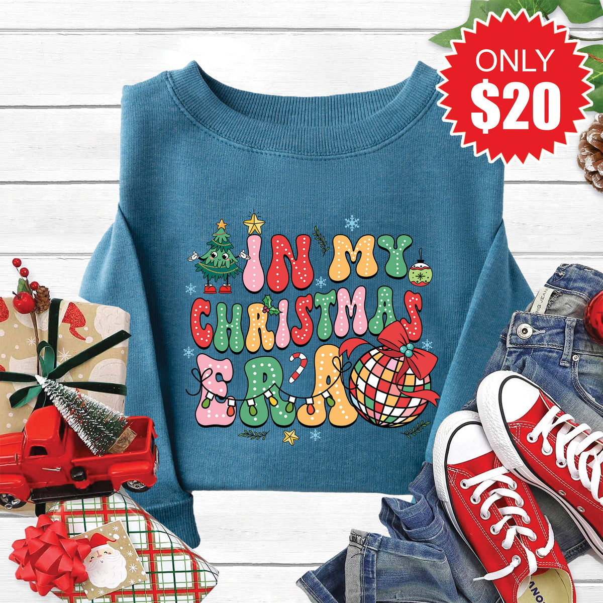 In My Christmas Era Sweatshirt - Heather Deep Teal - 20 product image 1
