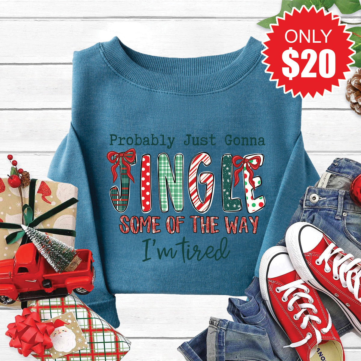 Jingle Some Of The Way Sweatshirt - Heather Deep Teal - 20 product image 1